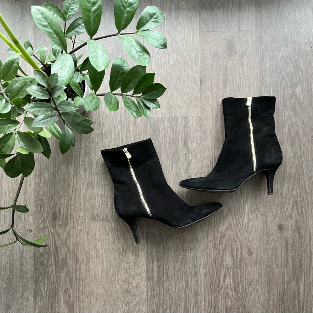 Vince Camuto Black Suede High-Heeled Ankle Boots